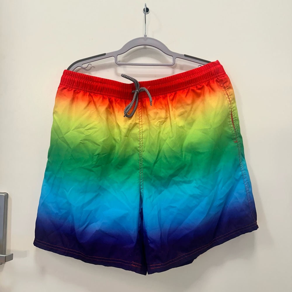 Vibrant Rainbow Swim Trunks